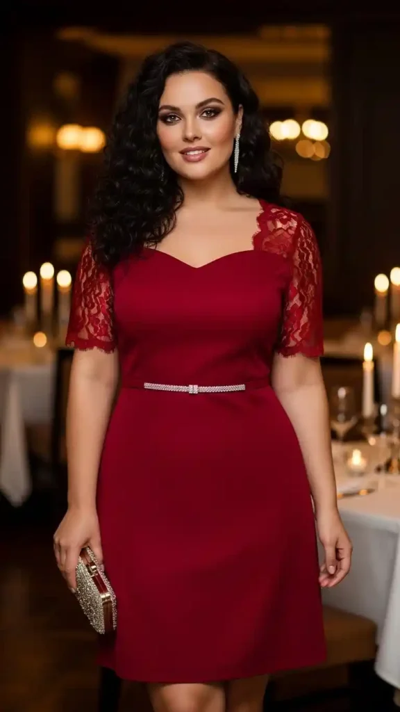17+ Flattering Plus-Size Valentine’s Day Outfits Women Will Adore 19 elegant-half-sleeve-mini-dress