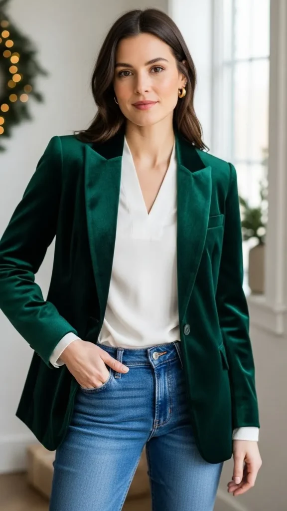 green-velvet-blazer-with-jeans