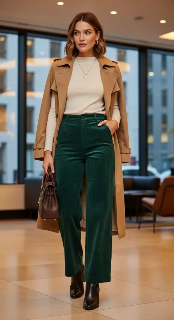16 Winter Outfits For Work Ideas To Transform Your Office Style 15 corduroy-pants-fitted-top