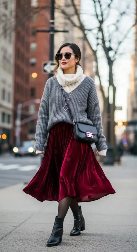 layered-sweater-with-midi-skirt