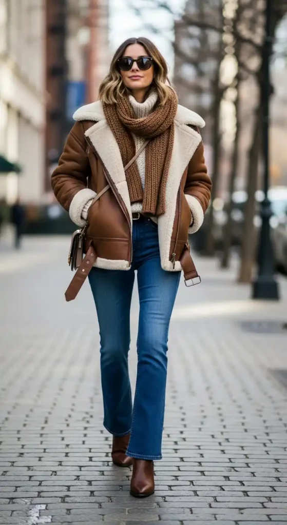 shearling-jacket-with-bootcut-jeans
