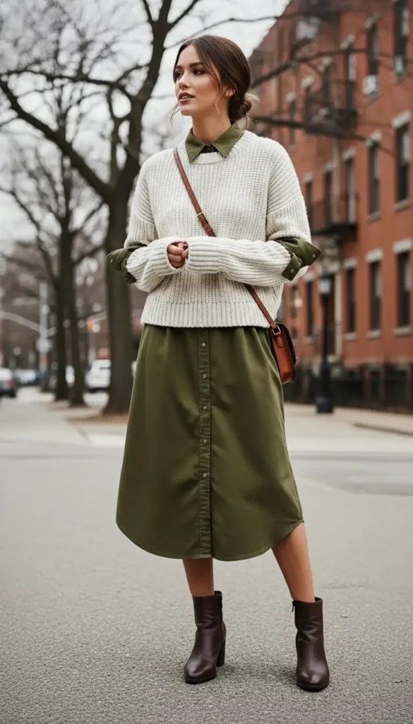 shirt-dress-with-layered-sweater