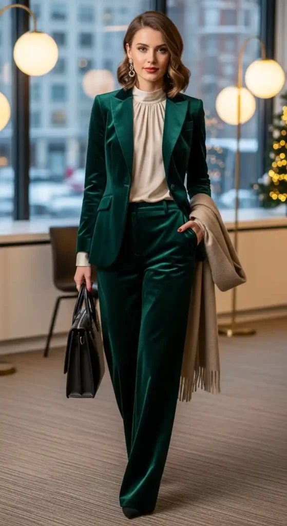 16 Winter Outfits For Work Ideas To Transform Your Office Style 13 velvet-suit-holiday-vibes