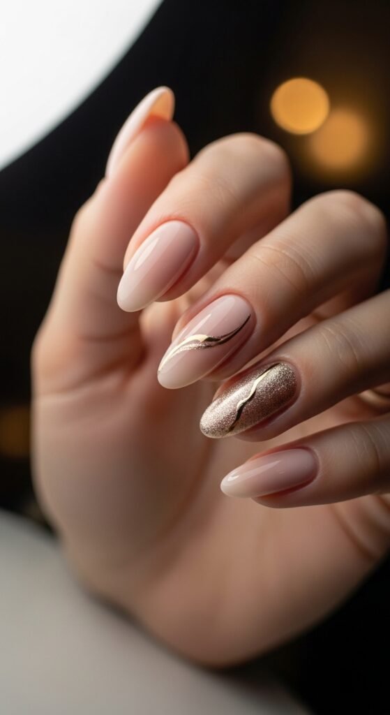 15 Trendy And Gorgeous Classy Nails Ideas You’ll Love to Try 9 champagne-gold-accent-nail