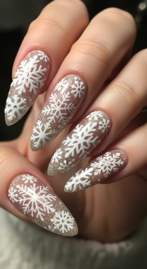 champagne-velvet-with-white-snowflakes