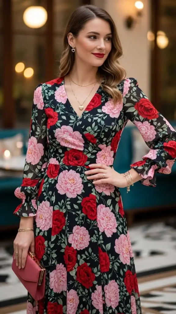 17 Best Classy Valentine Day Outfit Ideas for an Elegant Look 14 floral-maxi-dress