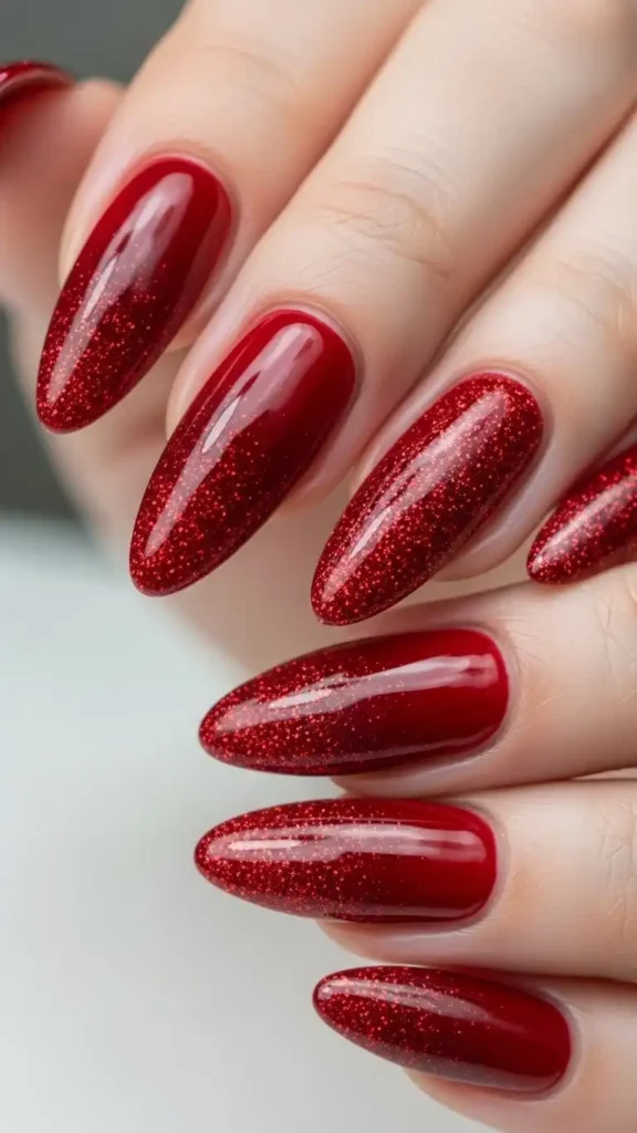 glittery-red-ombre-nails