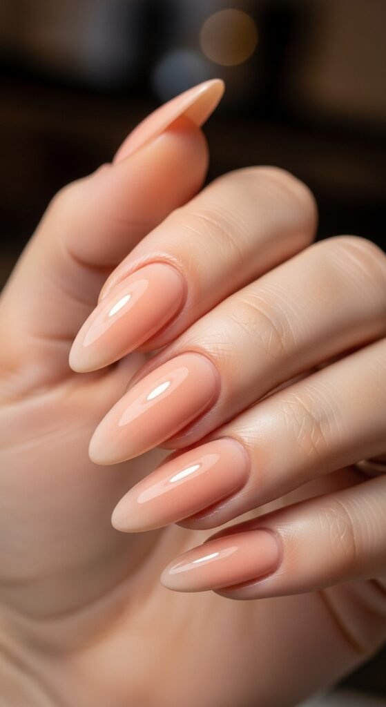 15 Trendy And Gorgeous Classy Nails Ideas You’ll Love to Try 16 soft-peach-gloss-nail