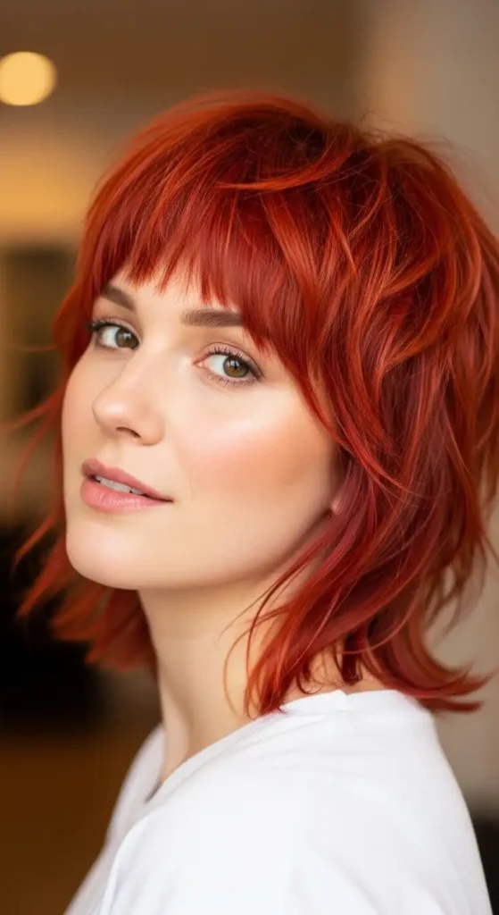 17 Gorgeous Colorful Short Hairstyles for Every Personality 16 fiery-red-shag