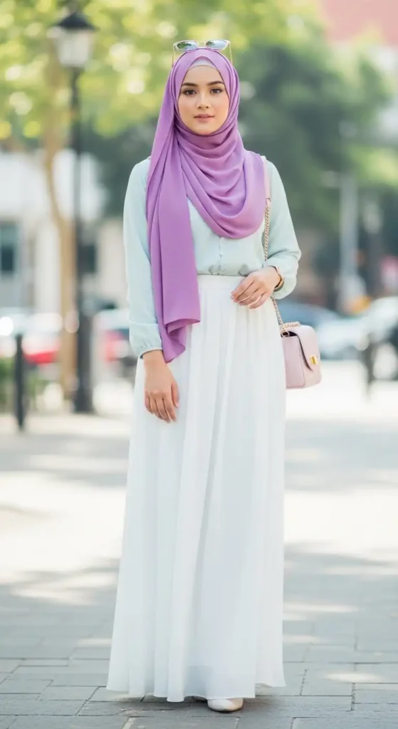 lilac-hijab-with-white-maxi-skirt-and-pastel-top