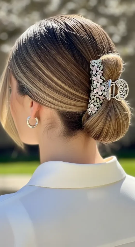 minimal-low-bun-with-statement-clip
