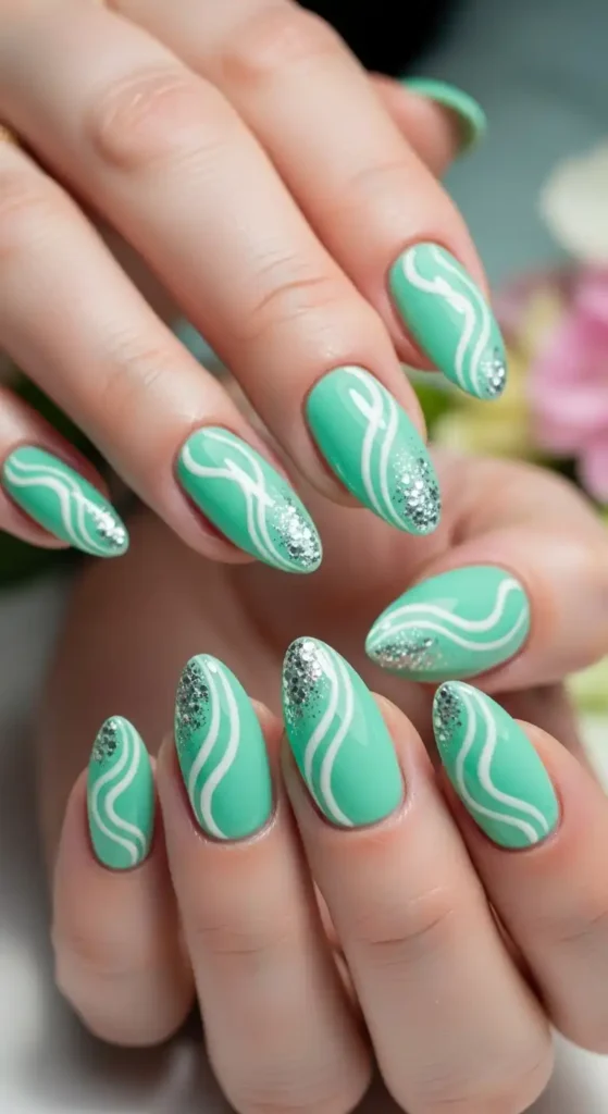 mint-green-swirl-nail-ideas