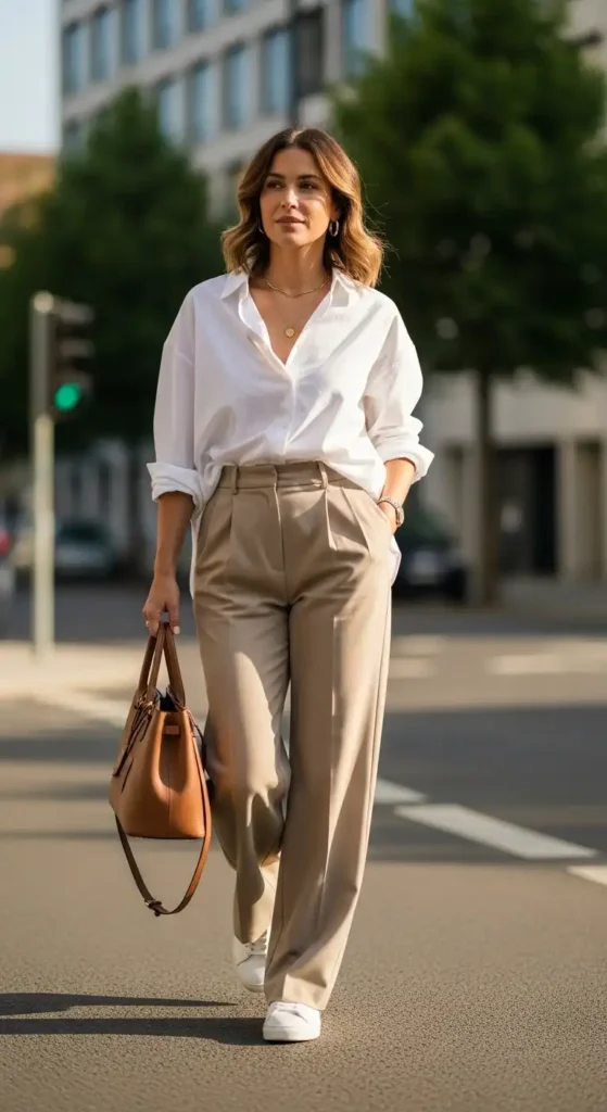 white-button-down-wide-leg-trousers