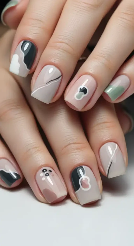 How to Create Minimalist Short Nail Designs for Daily Wear 3 abstract-art