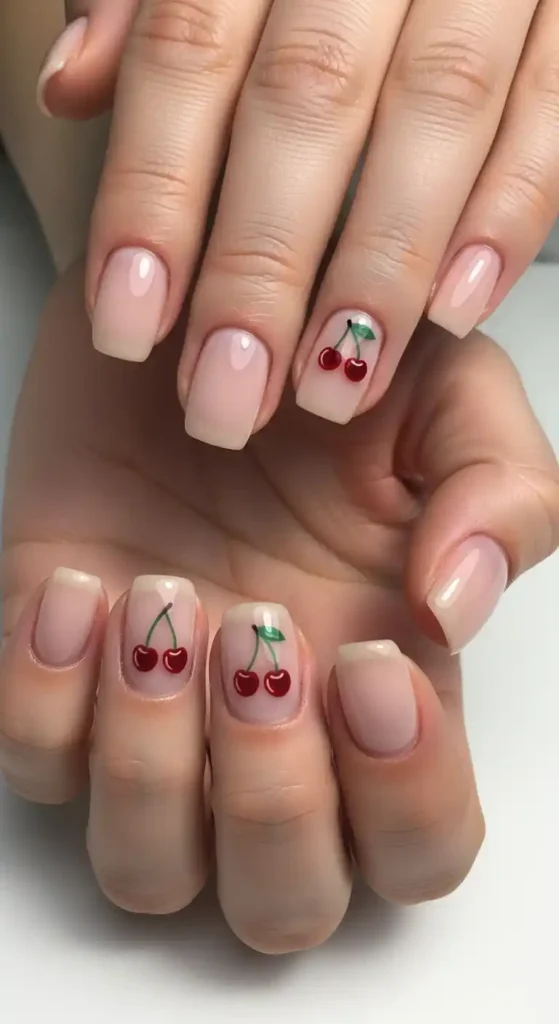 How to Create Minimalist Short Nail Designs for Daily Wear 17 cherry-heart