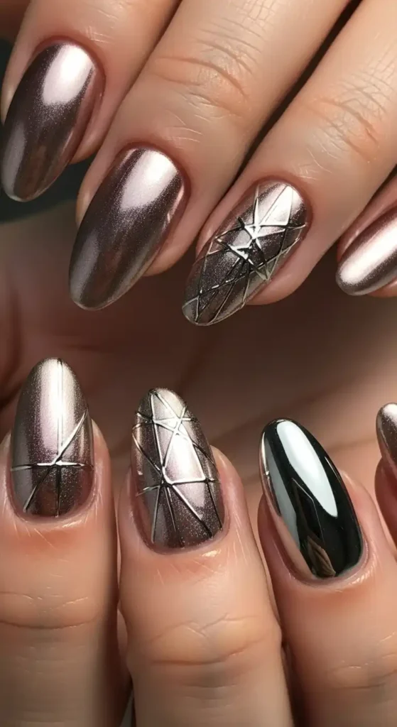 How to Create Minimalist Short Nail Designs for Daily Wear 13 chic-metallic