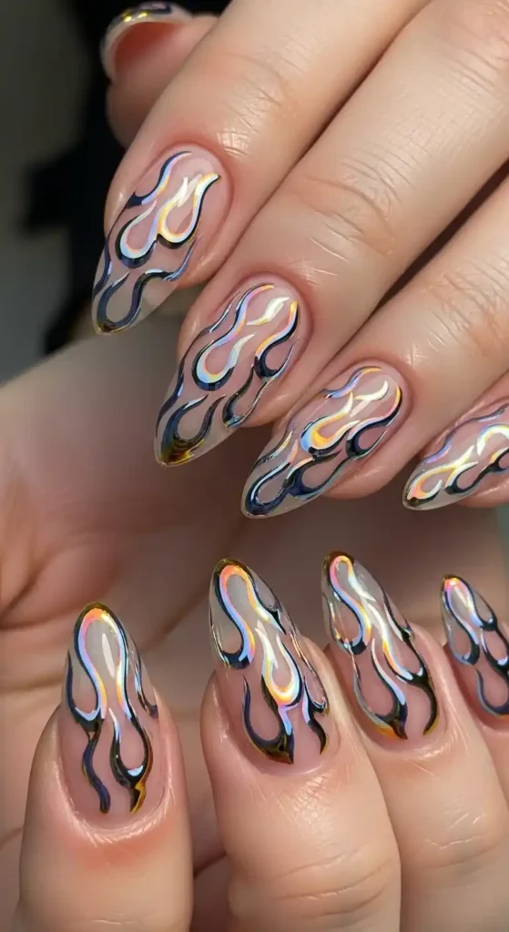 How to Create Minimalist Short Nail Designs for Daily Wear 11 chrome-flames