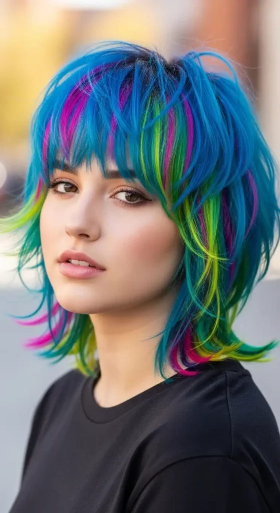 17 Gorgeous Colorful Short Hairstyles for Every Personality 5 electric-blue-shag