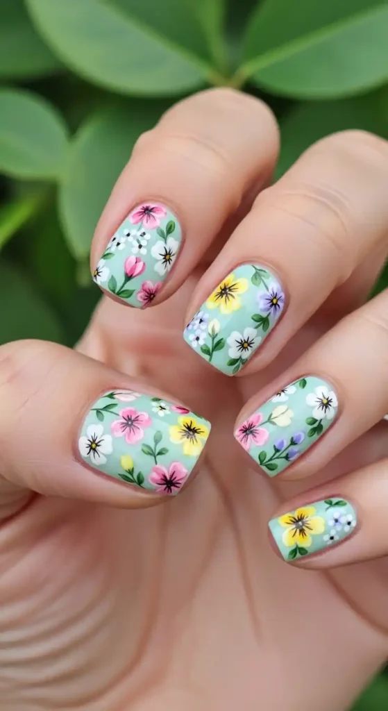 How to Create Minimalist Short Nail Designs for Daily Wear 9 fresh-florals