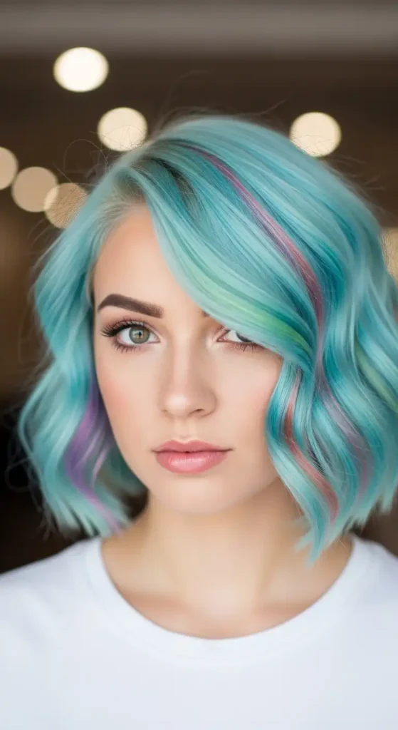 17 Gorgeous Colorful Short Hairstyles for Every Personality 17 ice-blue-short-waves