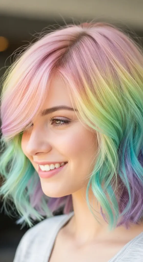 17 Gorgeous Colorful Short Hairstyles for Every Personality 15 pastel-rainbow-bob