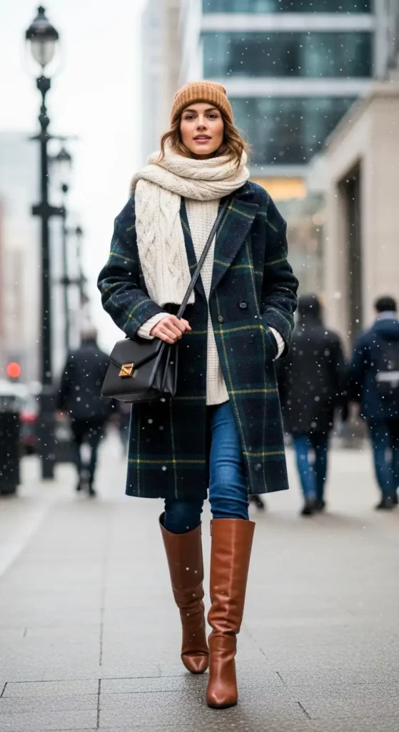 plaid-coat-with-boot