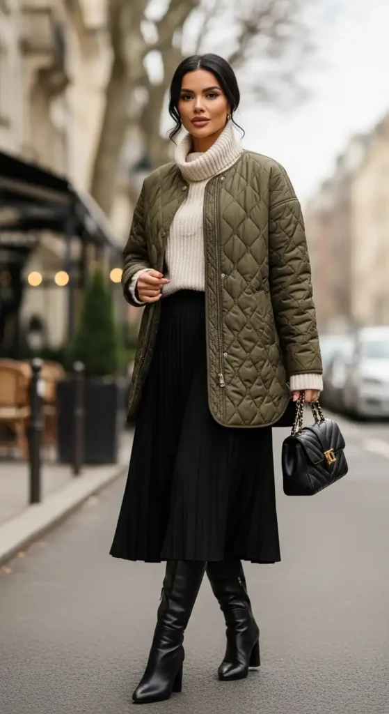 quilted-jacket-with-midi-skirt