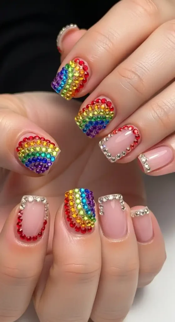 How to Create Minimalist Short Nail Designs for Daily Wear 14 rainbow-gems