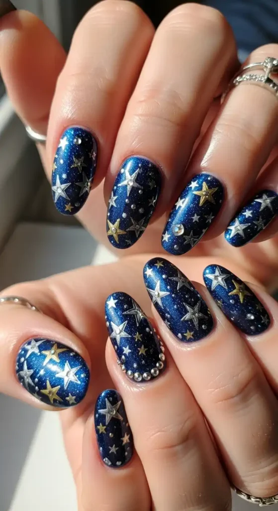 How to Create Minimalist Short Nail Designs for Daily Wear 7 star-studded-nails