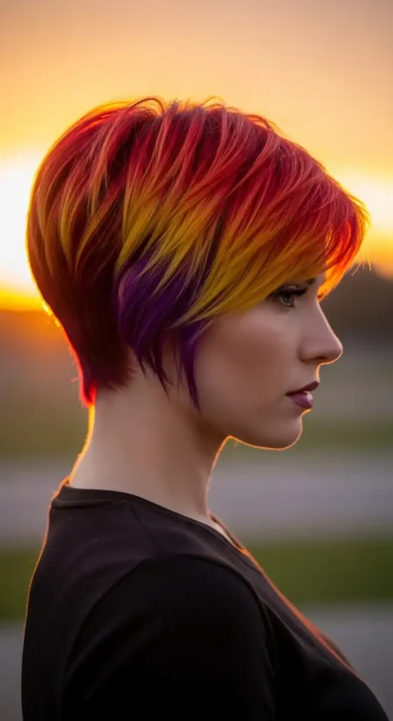 17 Gorgeous Colorful Short Hairstyles for Every Personality 6 sunset-ombre-pixie