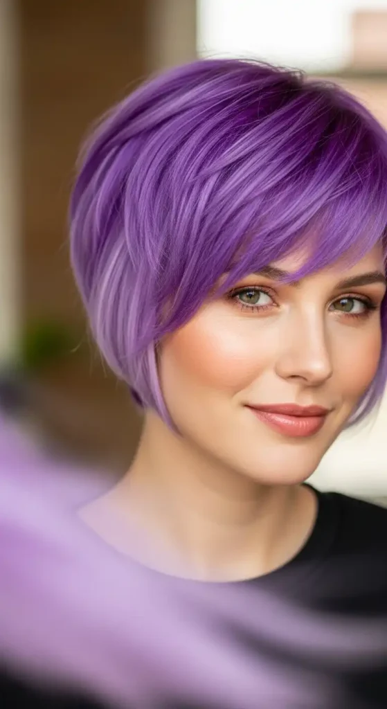 17 Gorgeous Colorful Short Hairstyles for Every Personality 12 two-tone-purple-and-lavender-pixie