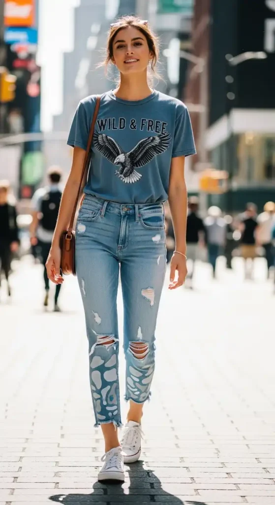distressed-ankle-jeans-with-graphic-tee