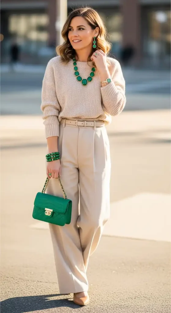 emerald-accessories-with-neutral-outfit