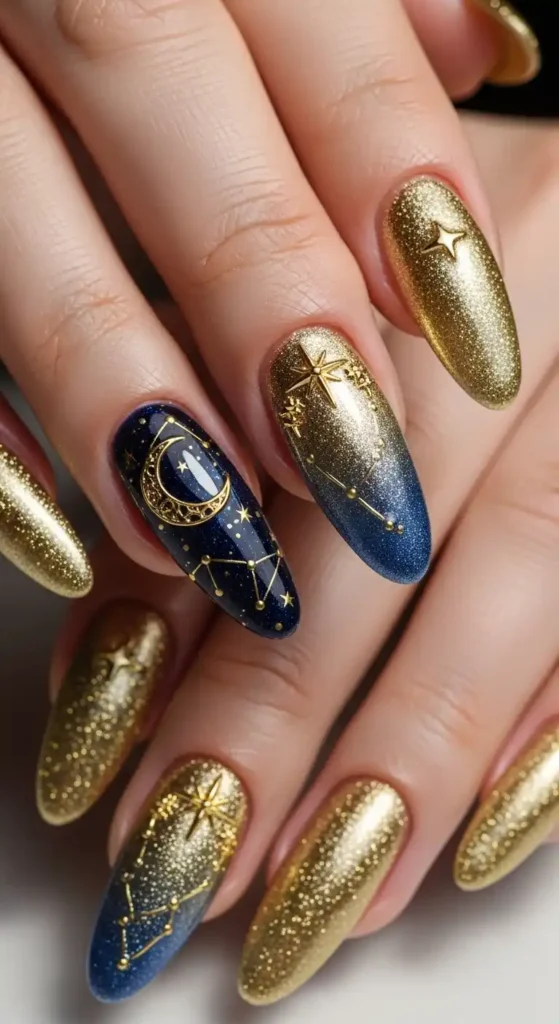 gold-celestial-accent-nail