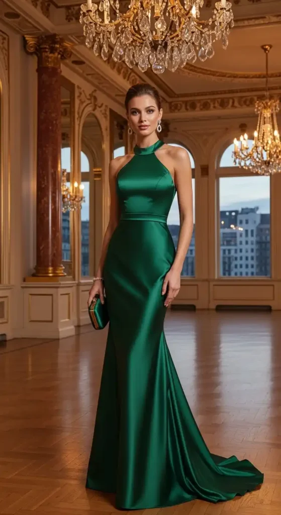 15 Formal Gowns to Look Elegant and Stylish at Any Event 13 halter-neck-satin-gown