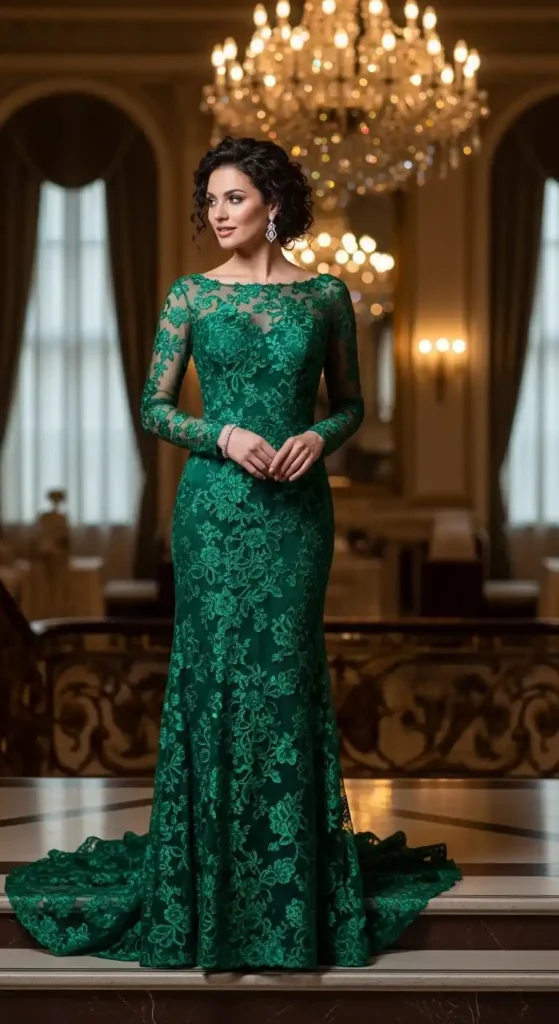 15 Formal Gowns to Look Elegant and Stylish at Any Event 6 long-sleeve-lace-evening-gown