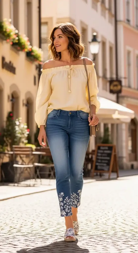 ombre-ankle-jeans-with-off-shoulder-top