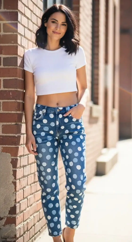 polka-dot-ankle-jeans-with-crop-top