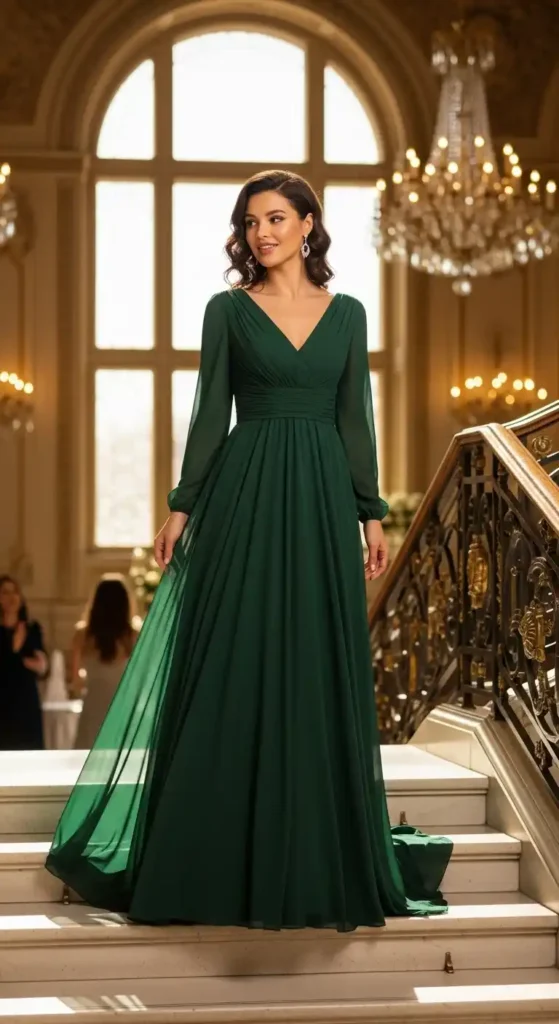 15 Formal Gowns to Look Elegant and Stylish at Any Event 9 v-neck-chiffon-gown