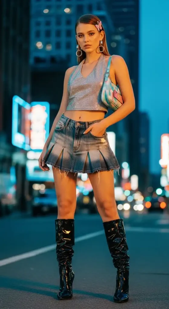 mini-skirt-with-knee-high-boots