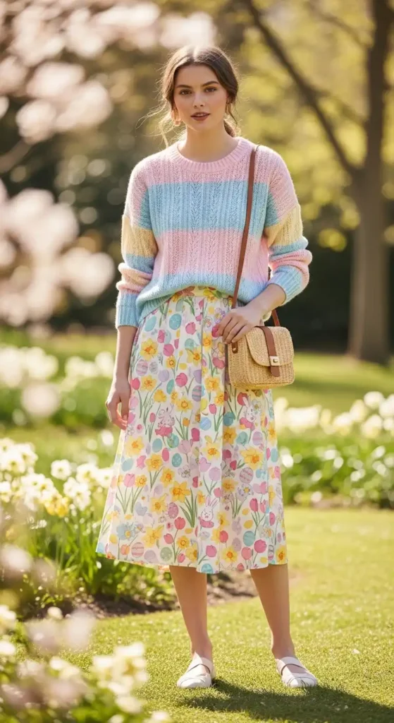 knit-sweater-with-patterned-skirt